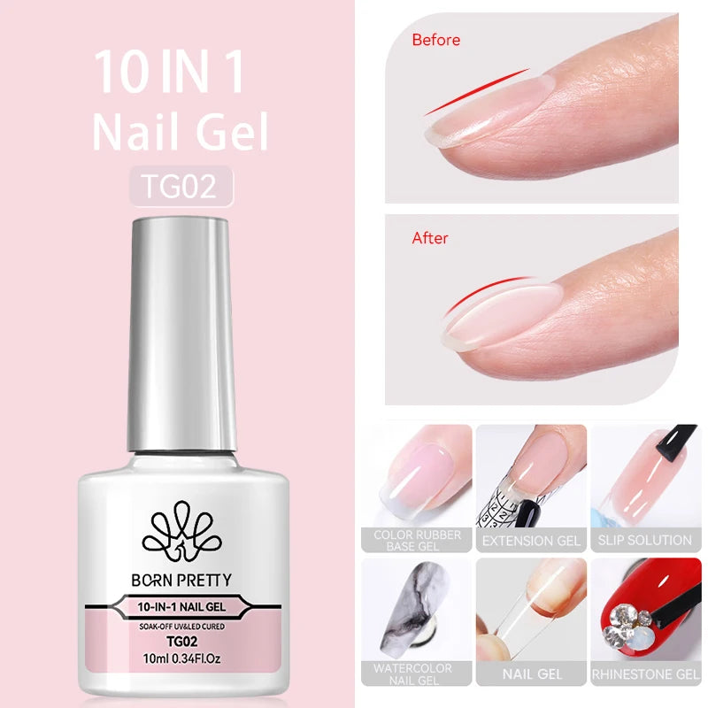 BORN PRETTY 6 in 1 Nail Glue Gel - Extra Strong Adhesive for Press On Nails & Extensions