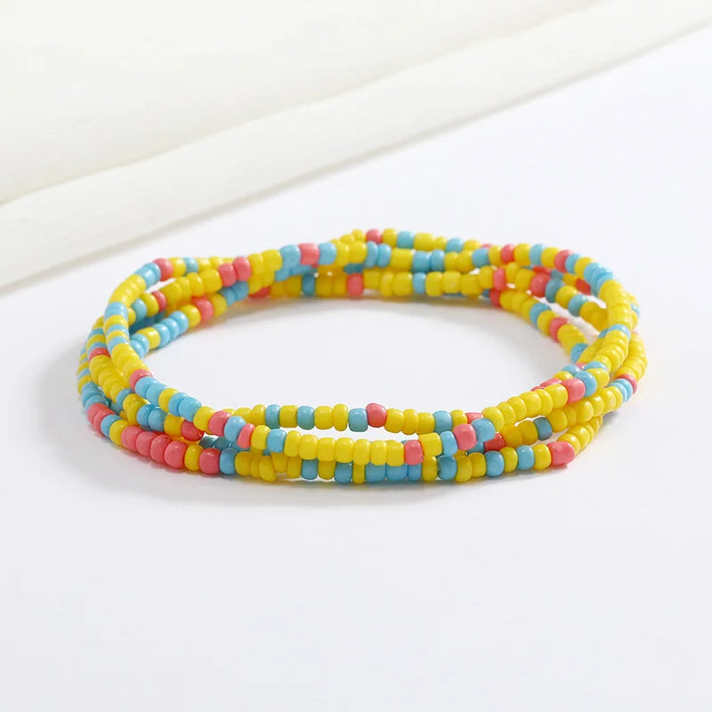 Women's Hand Beaded Glass Body Chain - Elastic Waist Belly Chain Jewelry