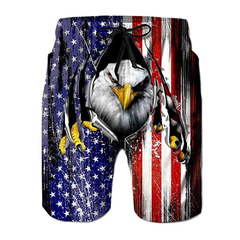 Men's 3D Print Bermuda Board Shorts - Quick Dry Swim Trunks for Beach & Surfing