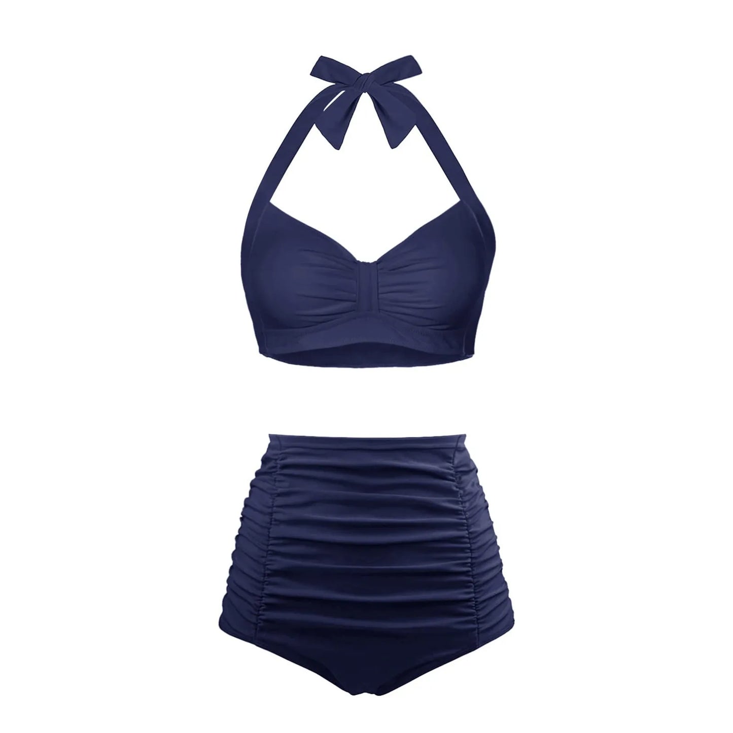 High Waisted Push-Up Tankini Set - Vintage Two-Piece Swimsuit with Underwire Support