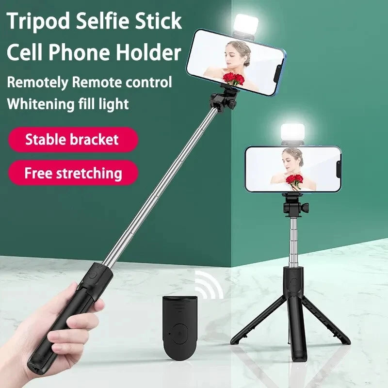 FGCLSY Bluetooth Selfie Stick with Fill Light & Remote - Extendable Tripod for iPhone, Samsung, Xiaomi | Wireless Phone Holder