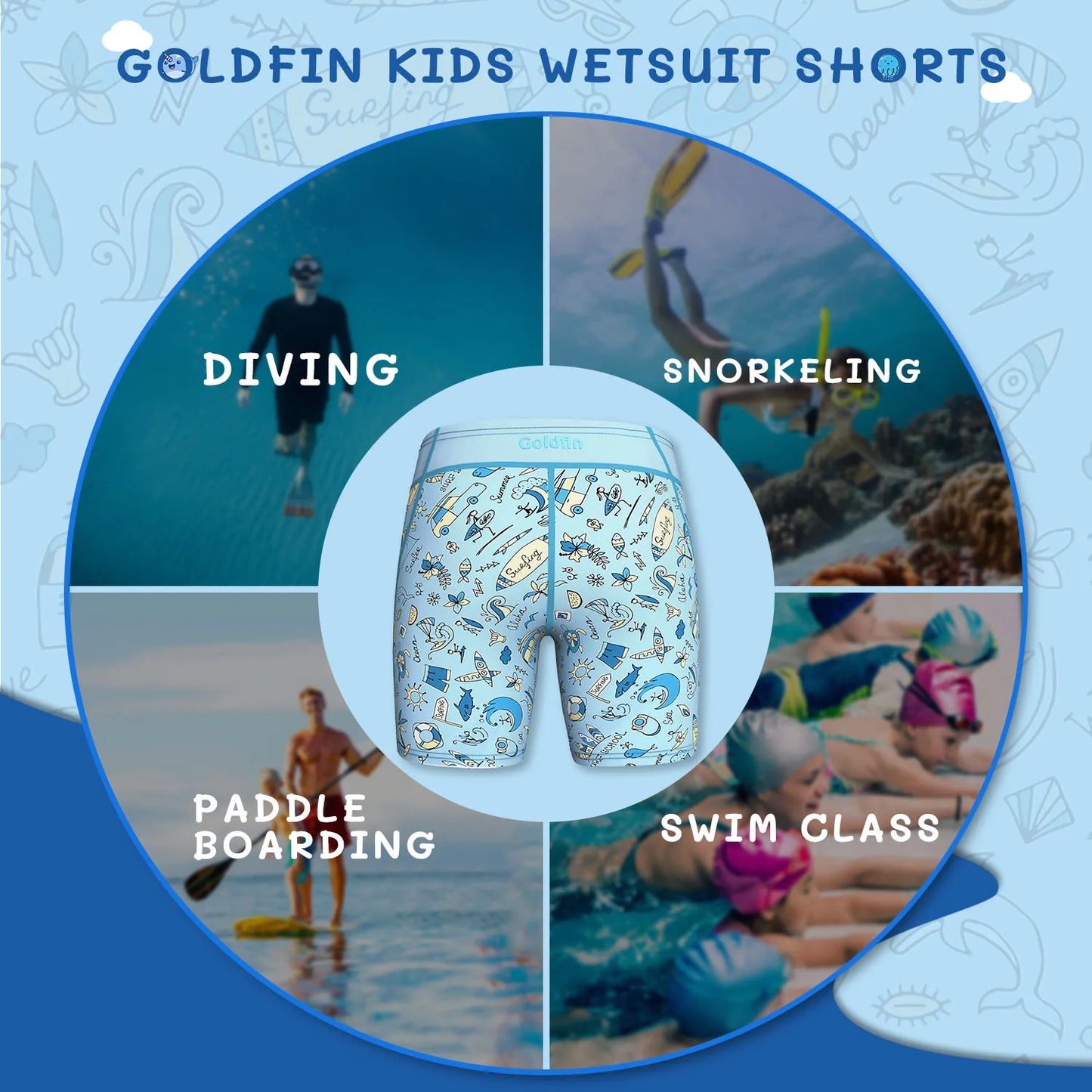 Kids Thermal Wetsuit Shorts 2mm | Boys Girls Water Sports Swimwear