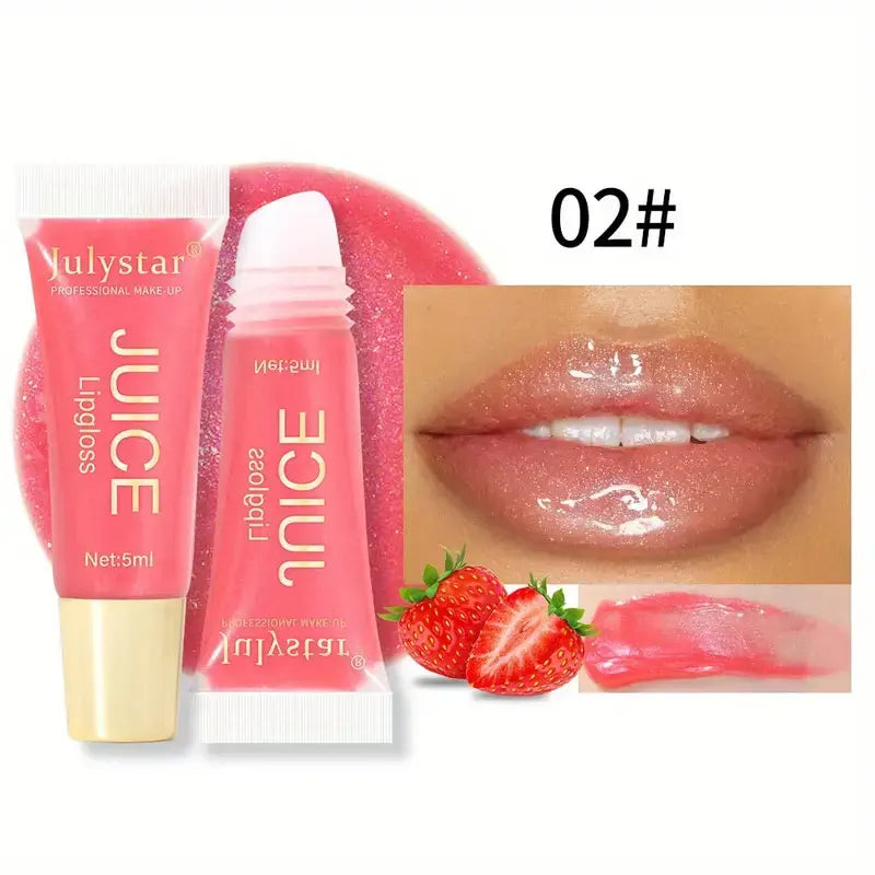 Julystar Crystal Clear Jelly Lip Oil - Moisturizing Glass Lip Gloss with Fruit Scent & Hydrating Formula