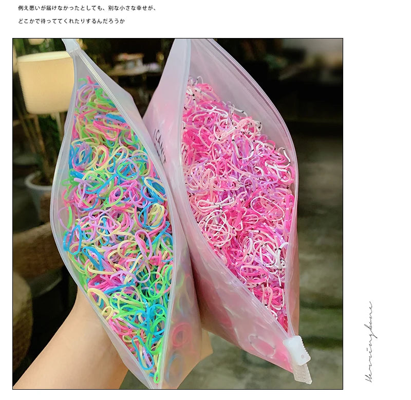 1000pcs Colorful Mini Rubber Hair Bands - Small Elastic Ponytail Holders for Girls - Disposable Hair Ties Pack