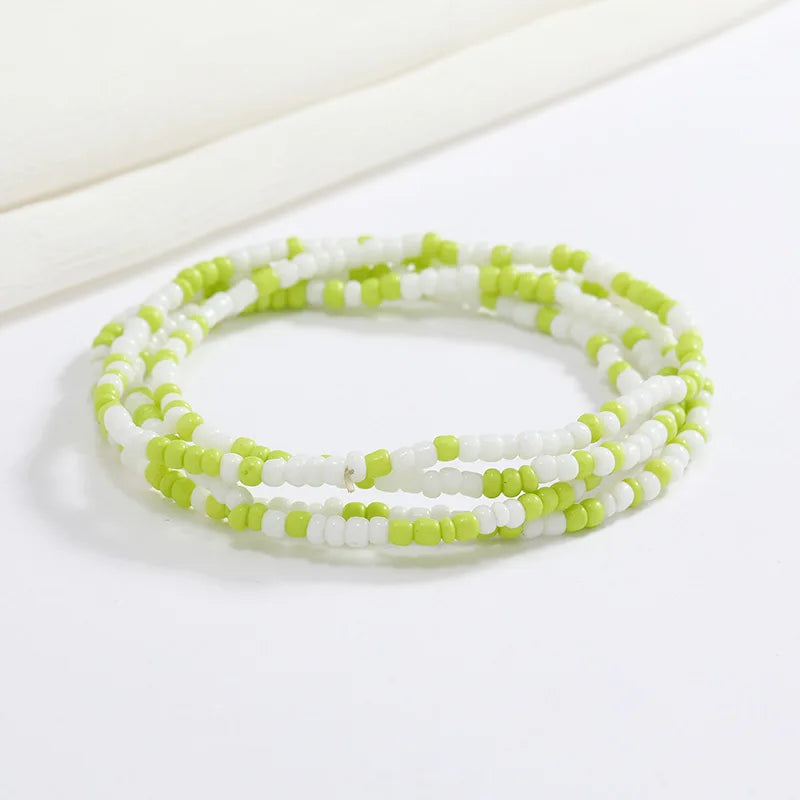 Women's Hand Beaded Glass Body Chain - Elastic Waist Belly Chain Jewelry