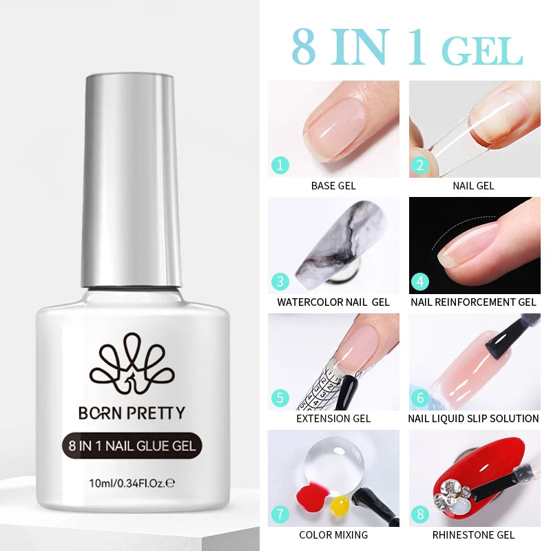 BORN PRETTY 6 in 1 Nail Glue Gel - Extra Strong Adhesive for Press On Nails & Extensions