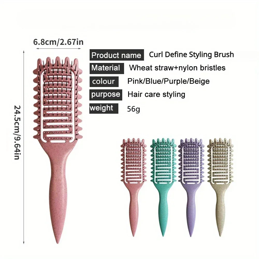 3-in-1 Curl Define Styling Brush - Hollow Out Detangling Hair Brush for Shaping & Defining Curls