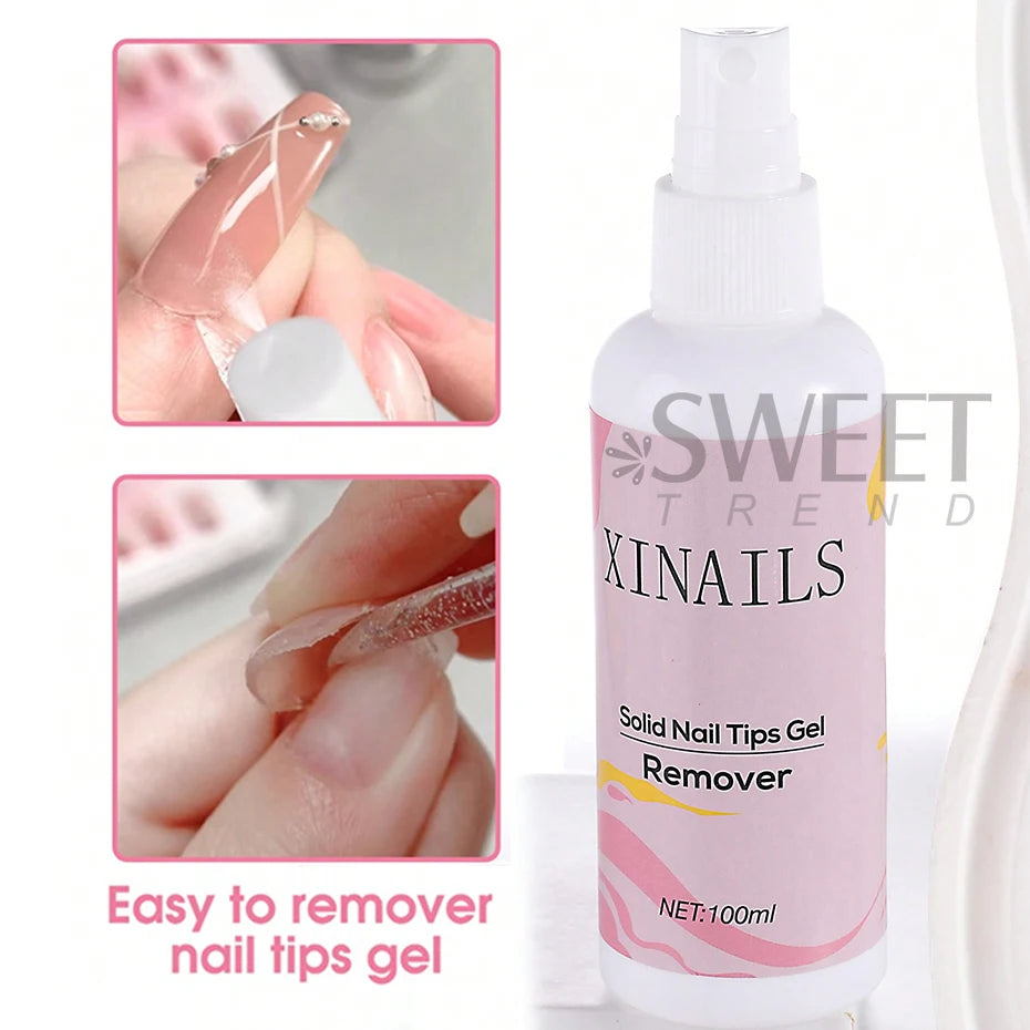 100ml False Nail Tips & Gel Remover - Easy Soften Liquid for Press-On Nails & Solid Adhesives