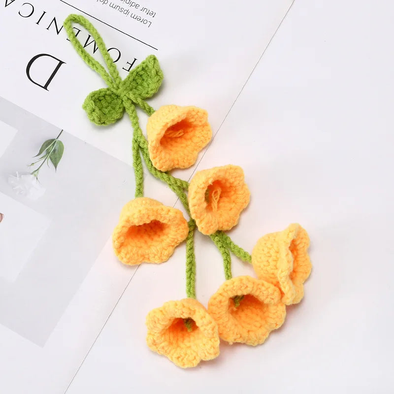Illuminated Crochet Bell Orchid | Handmade Potted Flower Decoration