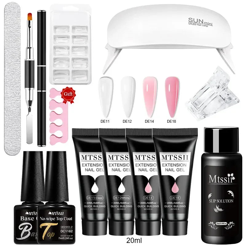20ml Extension Nail Gel Kit - Quick Building UV/LED Gel Polish Set for Nail Art