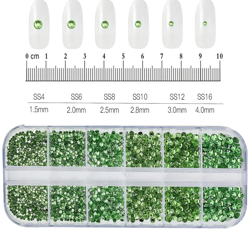 2400+ Shiny Clear Crystal Nail Rhinestones - Mixed Size Glass Flatback Gems Kit