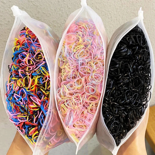 1000pcs Colorful Mini Rubber Hair Bands - Small Elastic Ponytail Holders for Girls - Disposable Hair Ties Pack
