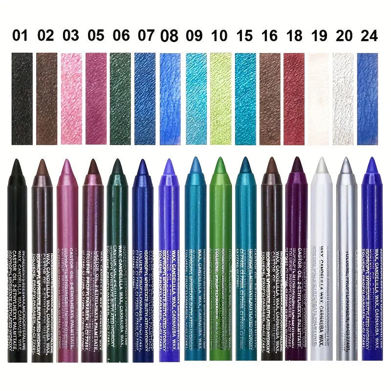 Smudge-Proof Waterproof Eyeliner Pencil - High-Shine, Long-Lasting Eye Makeup in Black & Multicolor Options