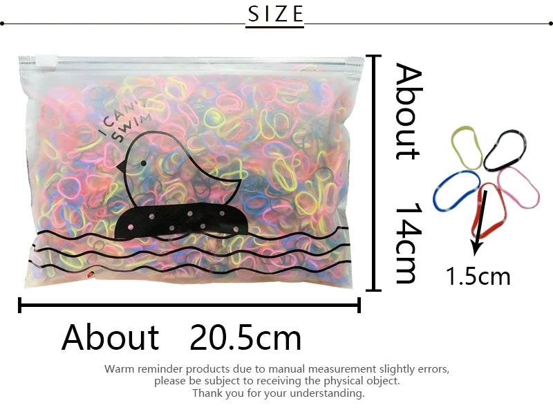 1000pcs Colorful Mini Rubber Hair Bands - Small Elastic Ponytail Holders for Girls - Disposable Hair Ties Pack