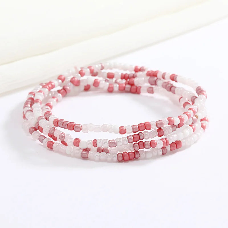 Women's Hand Beaded Glass Body Chain - Elastic Waist Belly Chain Jewelry