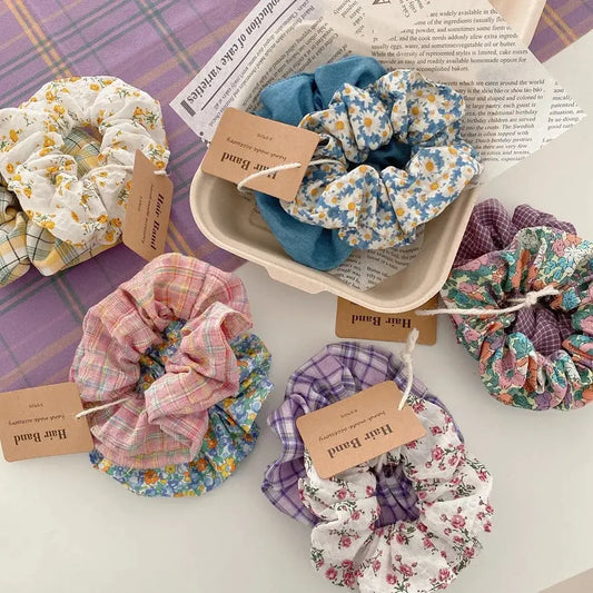 10-Piece Small Fresh Crushed Lattice Hair Bands - Fashion Cloth Hair Ties with Cute Mori Girl Style