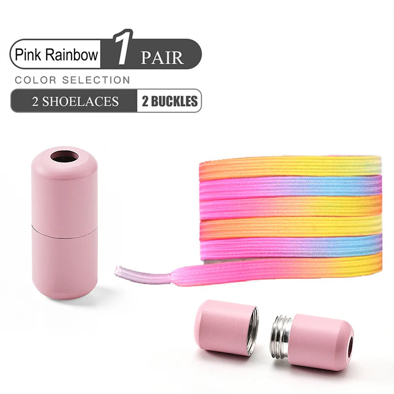 No Tie Elastic Shoe Laces with Colorful Buckle - Pearl Light Fashion Shoelaces