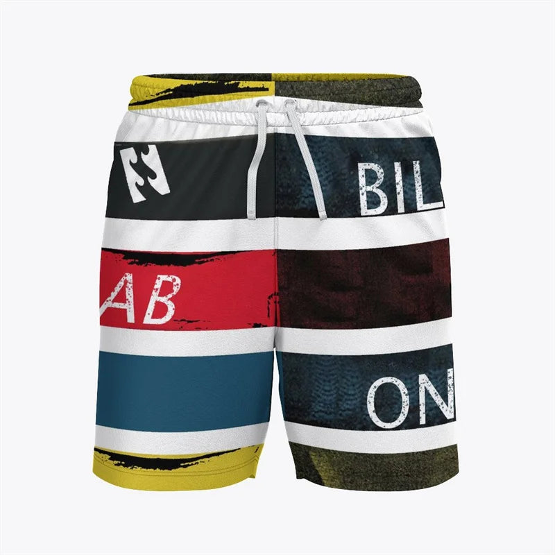 Men's 3D Print Bermuda Board Shorts - Quick Dry Swim Trunks for Beach & Surfing