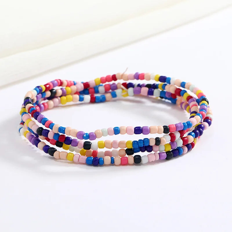 Women's Hand Beaded Glass Body Chain - Elastic Waist Belly Chain Jewelry