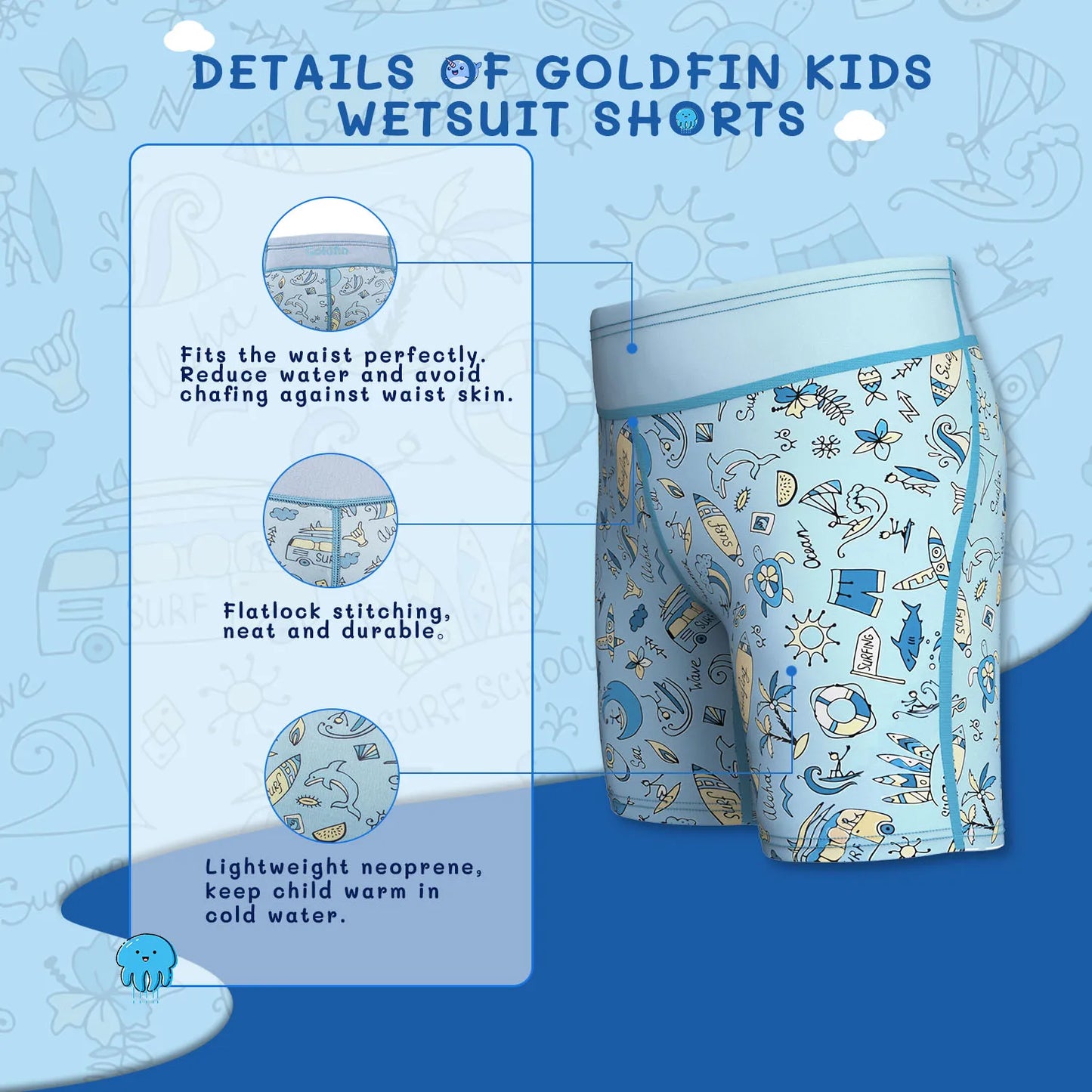 Kids Thermal Wetsuit Shorts 2mm | Boys Girls Water Sports Swimwear