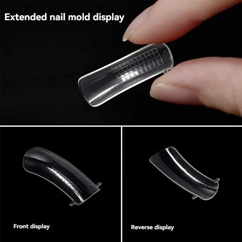100-Piece Crystal Clear Nail Extension Sheets - Quick Light Therapy Transparent Nail Forms for Professional Extensions