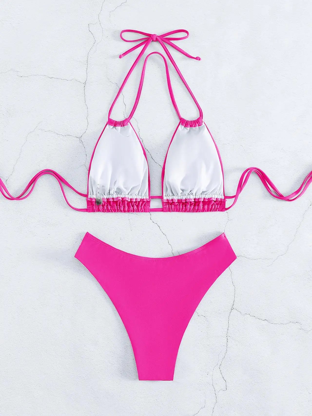 Nylon Solid Bikini Swimwear Sexy Fashion High Waist Two-Piece Swimsuit 2025 New Style