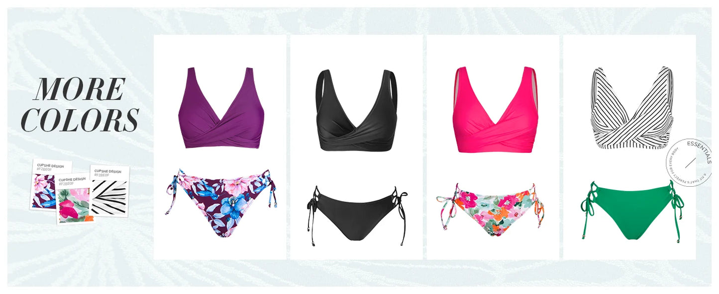 Women's Front Cross Lace Up Bandeau Bikini Set Two Piece Swimsuit