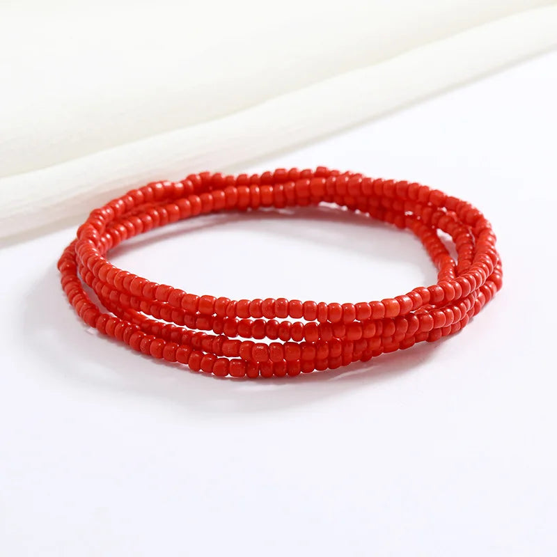 Women's Hand Beaded Glass Body Chain - Elastic Waist Belly Chain Jewelry