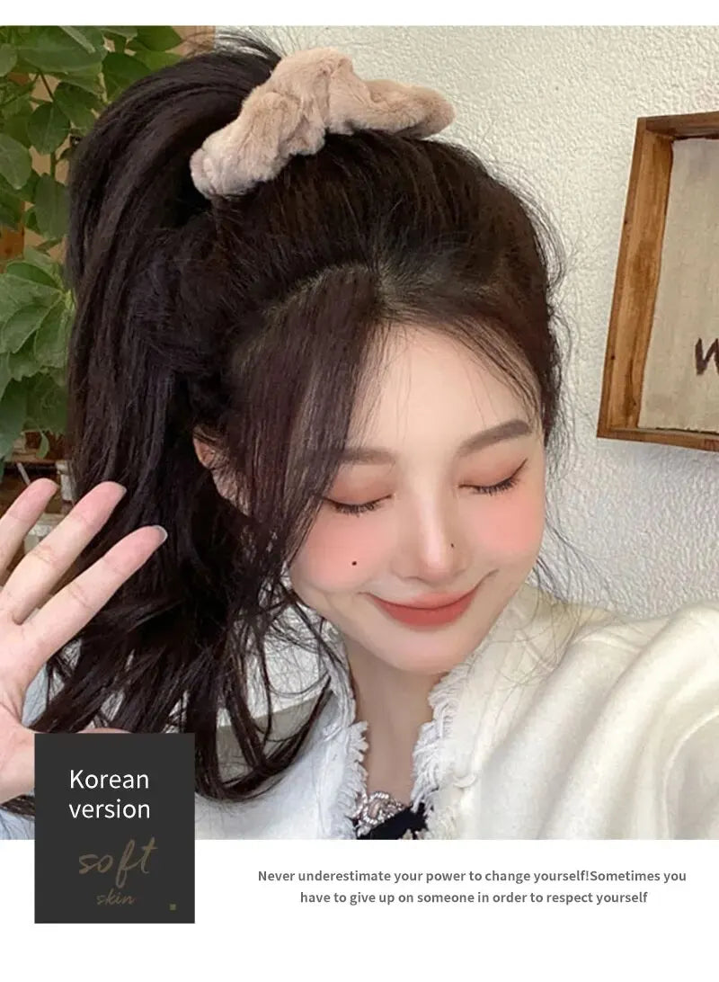 7 Piece Women's Plush Hair Scrunchies Set - Solid Color Cotton Blend Ponytail Holders & Hair Ties