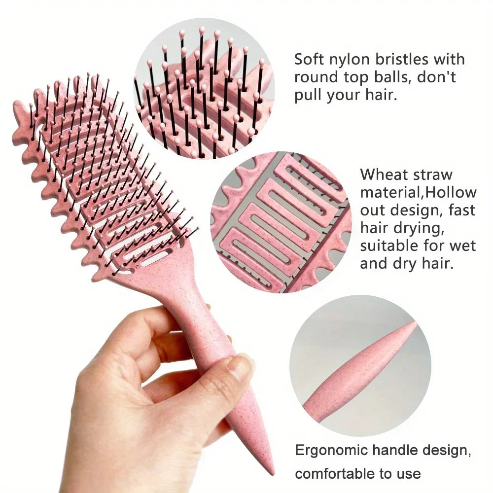 3-in-1 Curl Define Styling Brush - Hollow Out Detangling Hair Brush for Shaping & Defining Curls