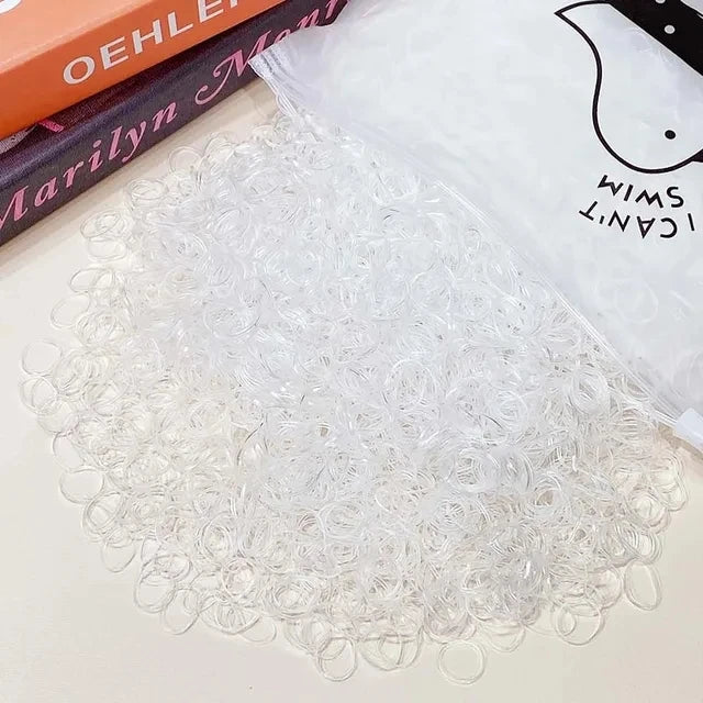 1000pcs Colorful Mini Rubber Hair Bands - Small Elastic Ponytail Holders for Girls - Disposable Hair Ties Pack