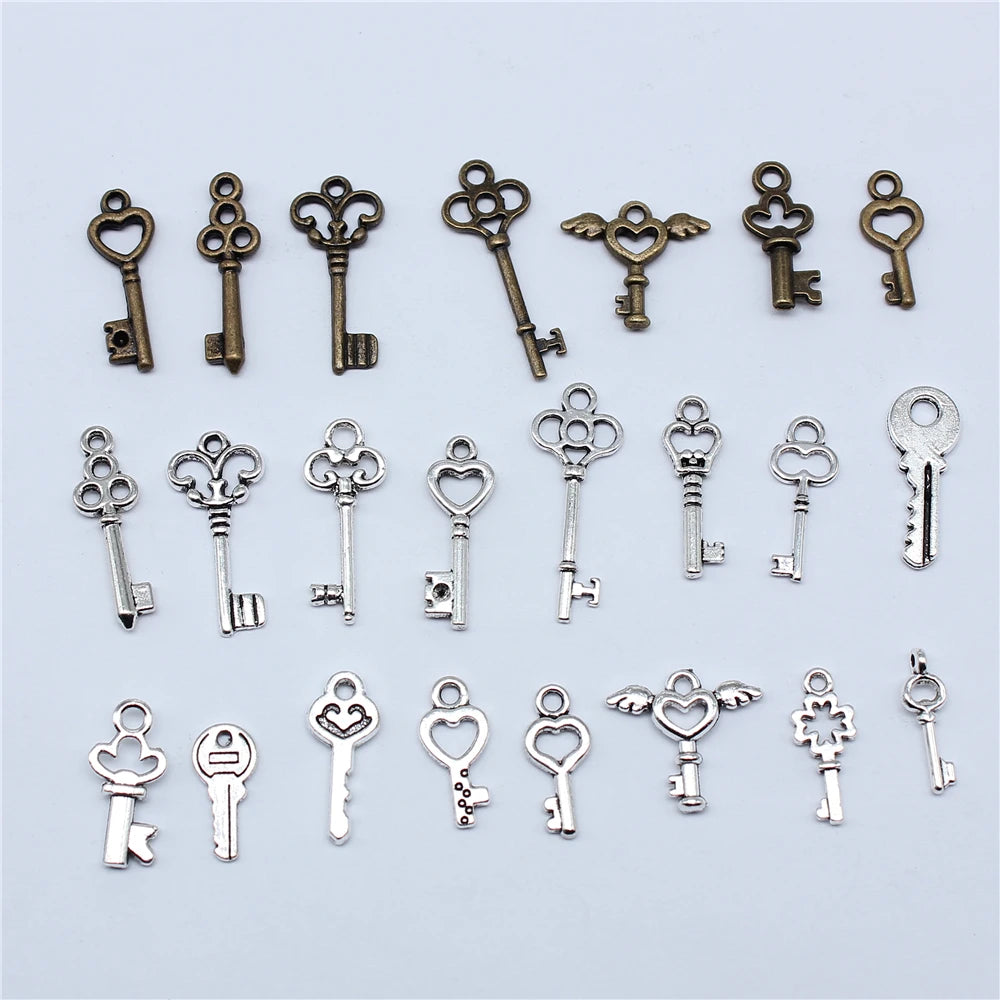 40pcs Irelia Vintage Zinc Alloy Key Charms - Cute Small Metal Pendants for DIY Jewelry Making and Crafts
