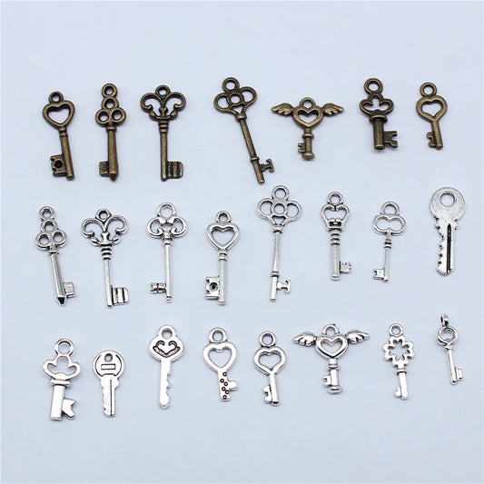 40pcs Irelia Vintage Zinc Alloy Key Charms - Cute Small Metal Pendants for DIY Jewelry Making and Crafts