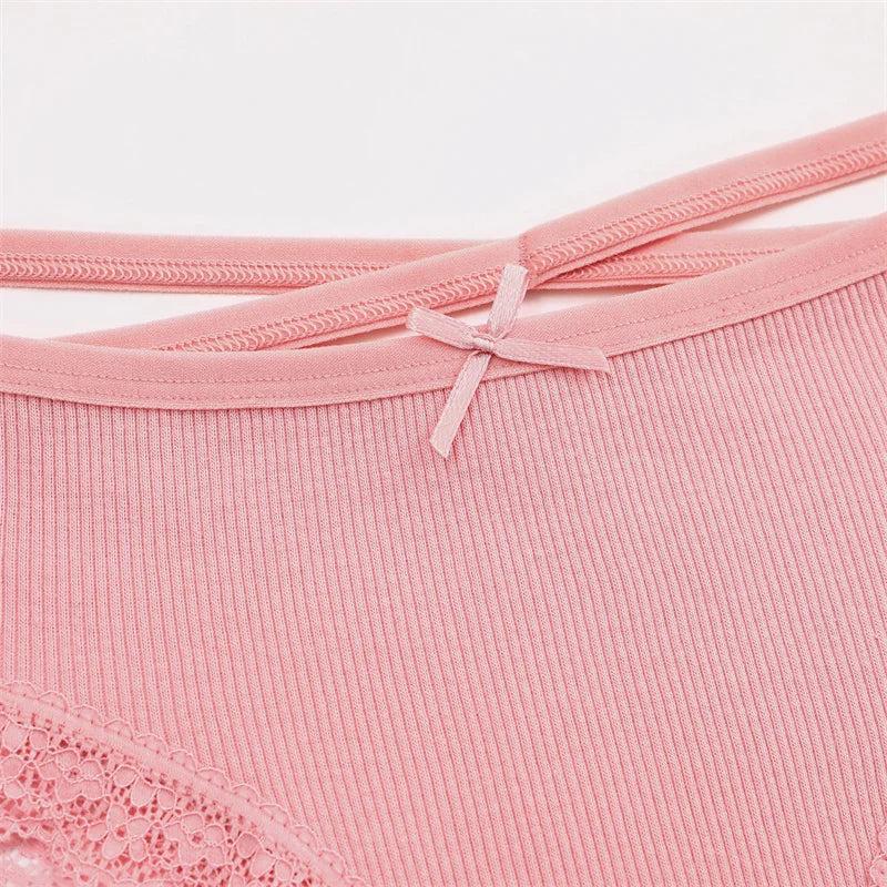 3PCS Women's Cotton Panties Set - Low Rise Lace Brazilian Bikini Underwear with Bow Detail (S-XL)