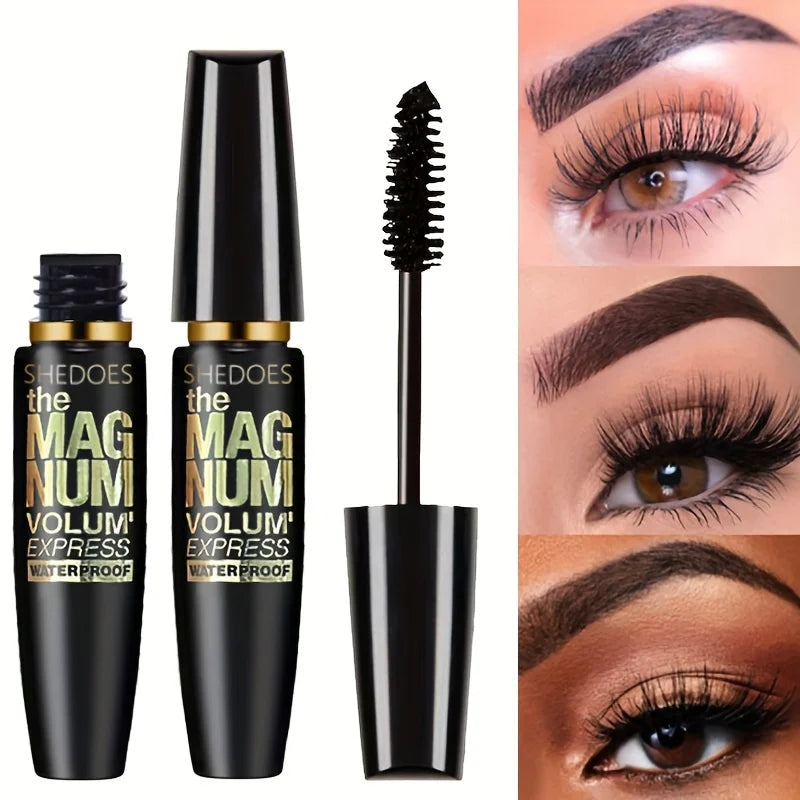 4D Black Mascara - Thickening, Lengthening & Curling Liquid Fiber Mascara for Dramatic Lashes