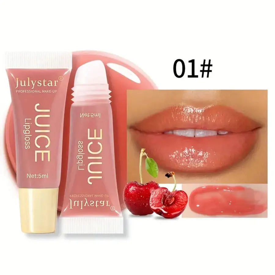 Julystar Crystal Clear Jelly Lip Oil - Moisturizing Glass Lip Gloss with Fruit Scent & Hydrating Formula