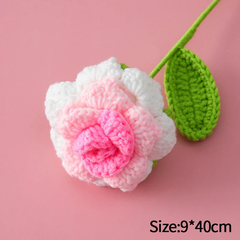 Handcrafted Crochet Tulip Flower - Artificial Woven Tulip for Home Decoration, Weddings & Mother's Day Gifts