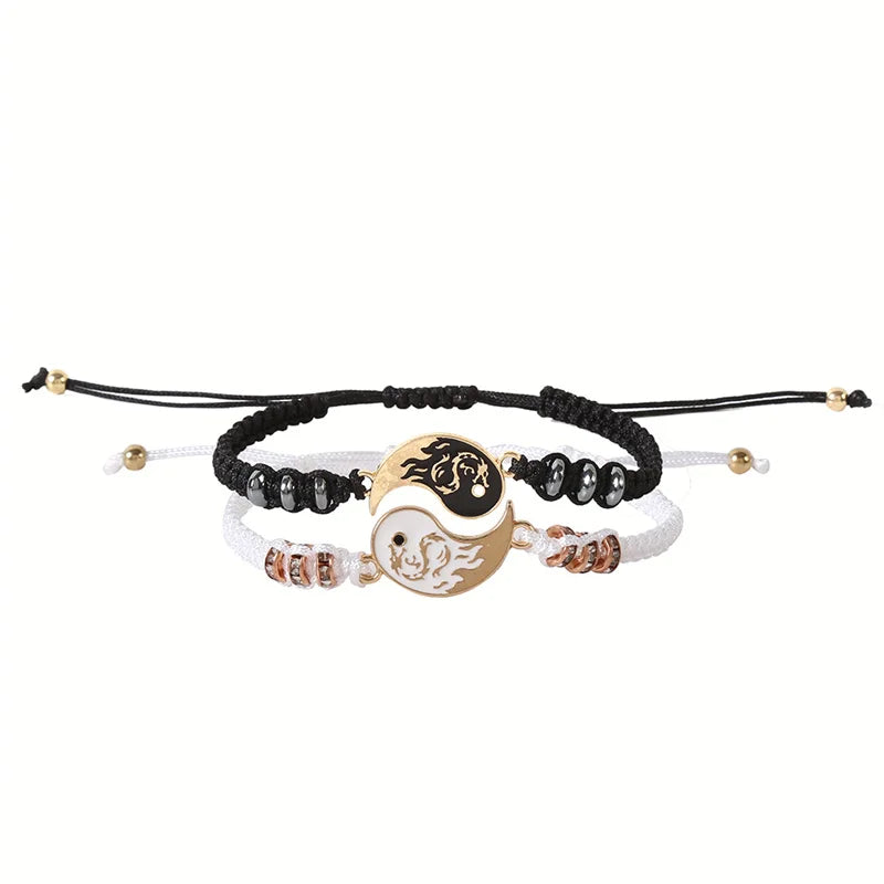 2022 New Best Friend Bracelets - Matching Yin Yang Adjustable Cord Bracelet Set for BFF, Couples & Relationships