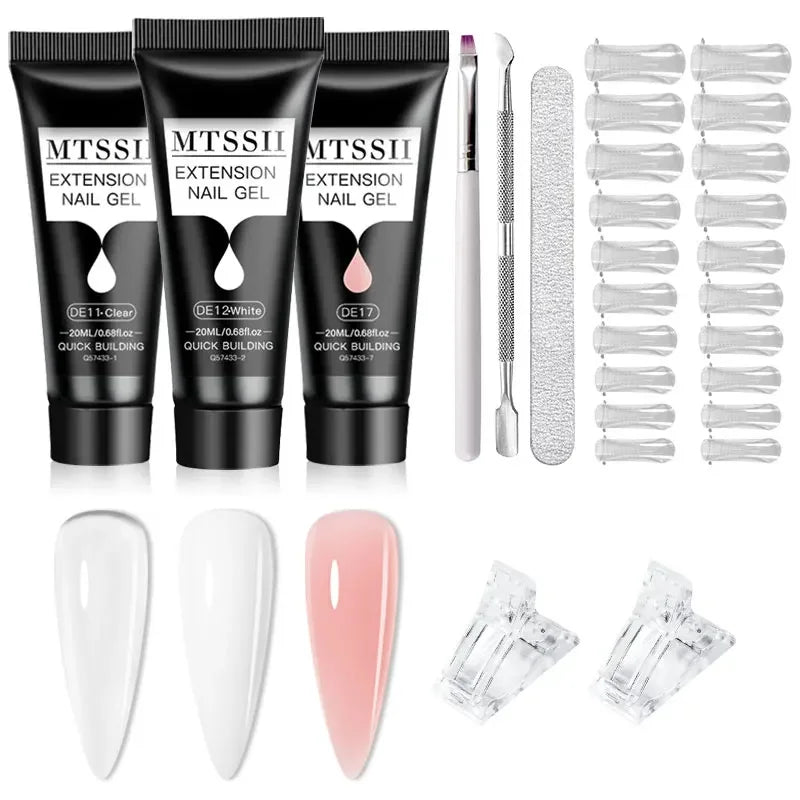 20ml Extension Nail Gel Kit - Quick Building UV/LED Gel Polish Set for Nail Art
