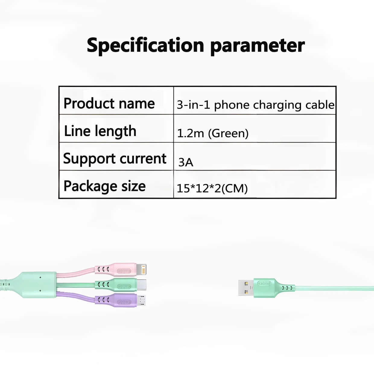 3-in-1 Fast Charging Cable - iPhone 15/14/13/12/11 + USB-C + Micro USB | Universal Phone Charger & Data Cable