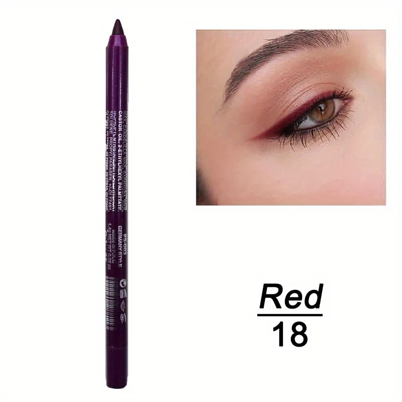 Smudge-Proof Waterproof Eyeliner Pencil - High-Shine, Long-Lasting Eye Makeup in Black & Multicolor Options