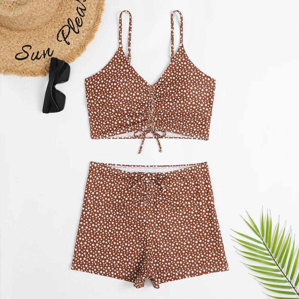 High Waist Bikini Swimsuit Women 2023 Push Up Bikini Floral Print Two-Piece Swimwear Set