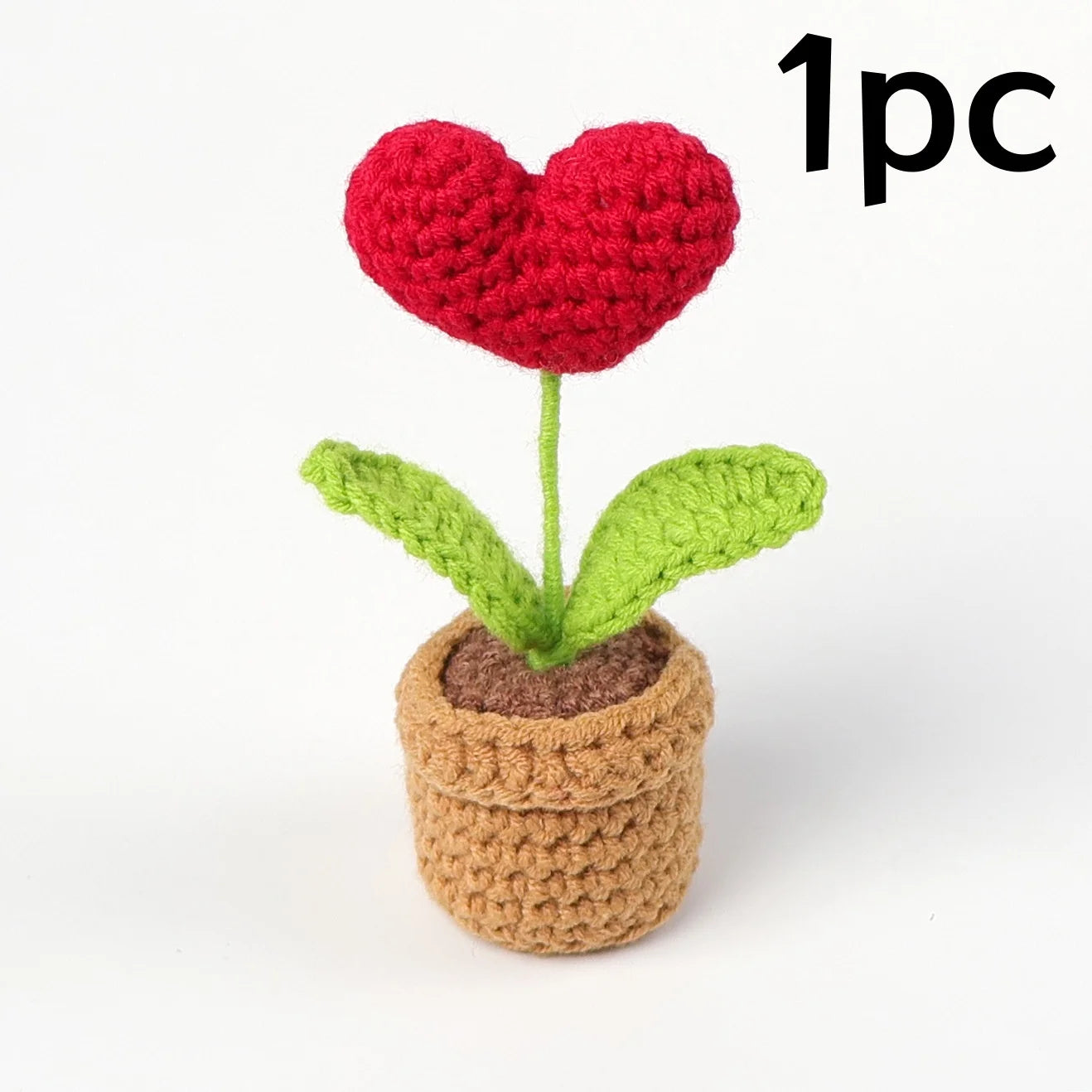 Heart-Shaped Knitted Flower Pot | Romantic Valentine's Day &amp; Engagement Gift, Anniversary