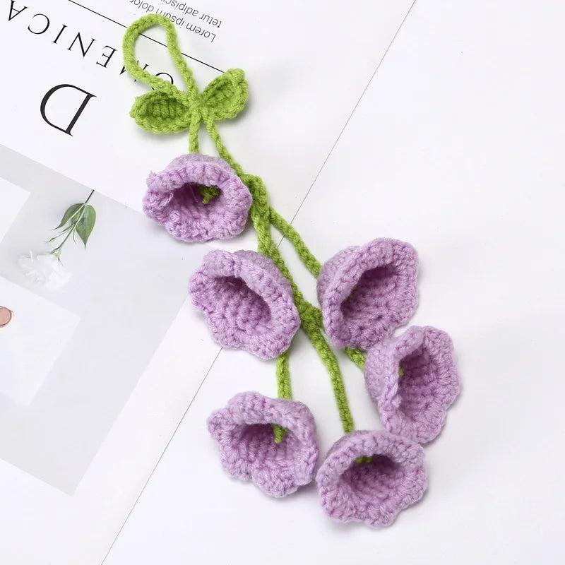 Illuminated Crochet Bell Orchid | Handmade Potted Flower Decoration
