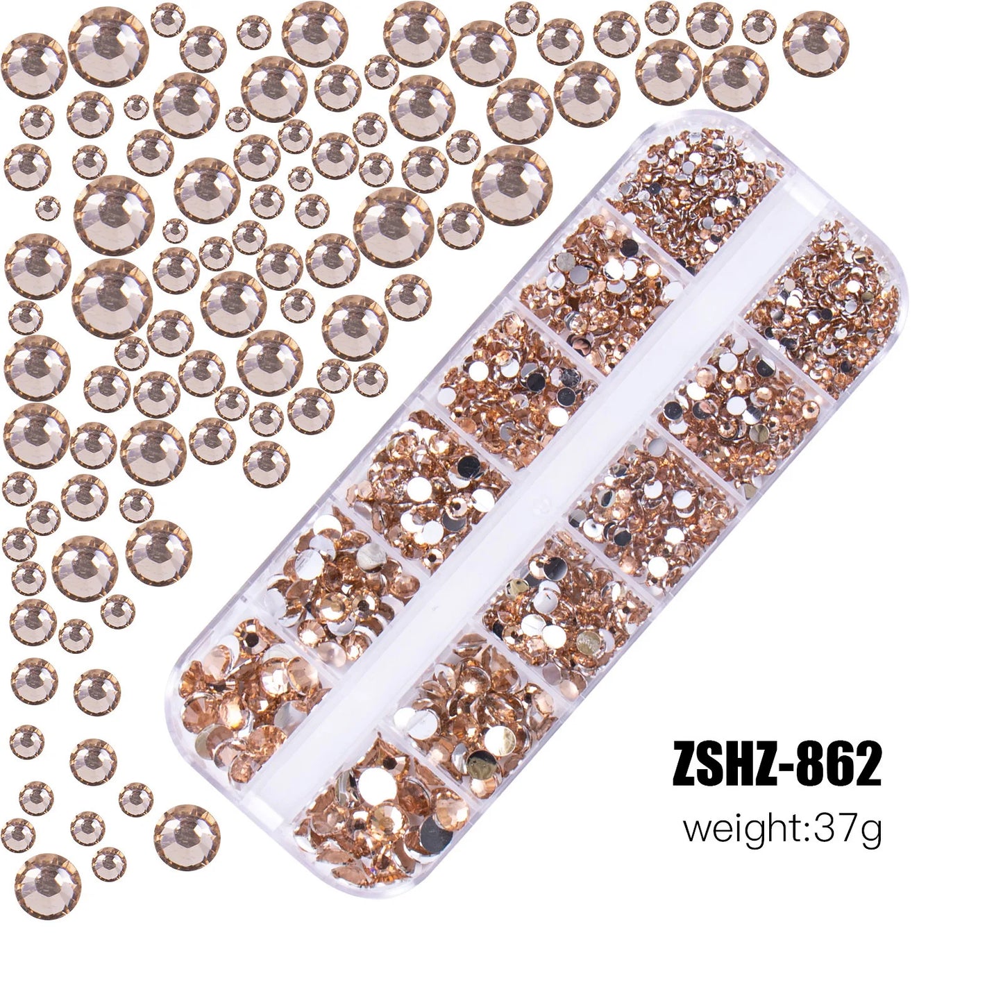2400+ Shiny Clear Crystal Nail Rhinestones - Mixed Size Glass Flatback Gems Kit