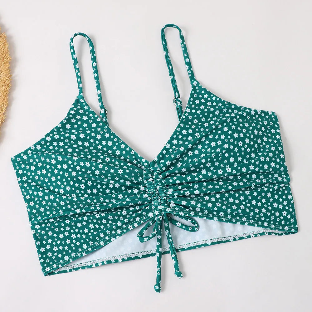 High Waist Bikini Swimsuit Women 2023 Push Up Bikini Floral Print Two-Piece Swimwear Set