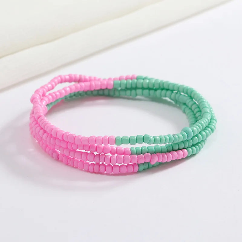 Women's Hand Beaded Glass Body Chain - Elastic Waist Belly Chain Jewelry
