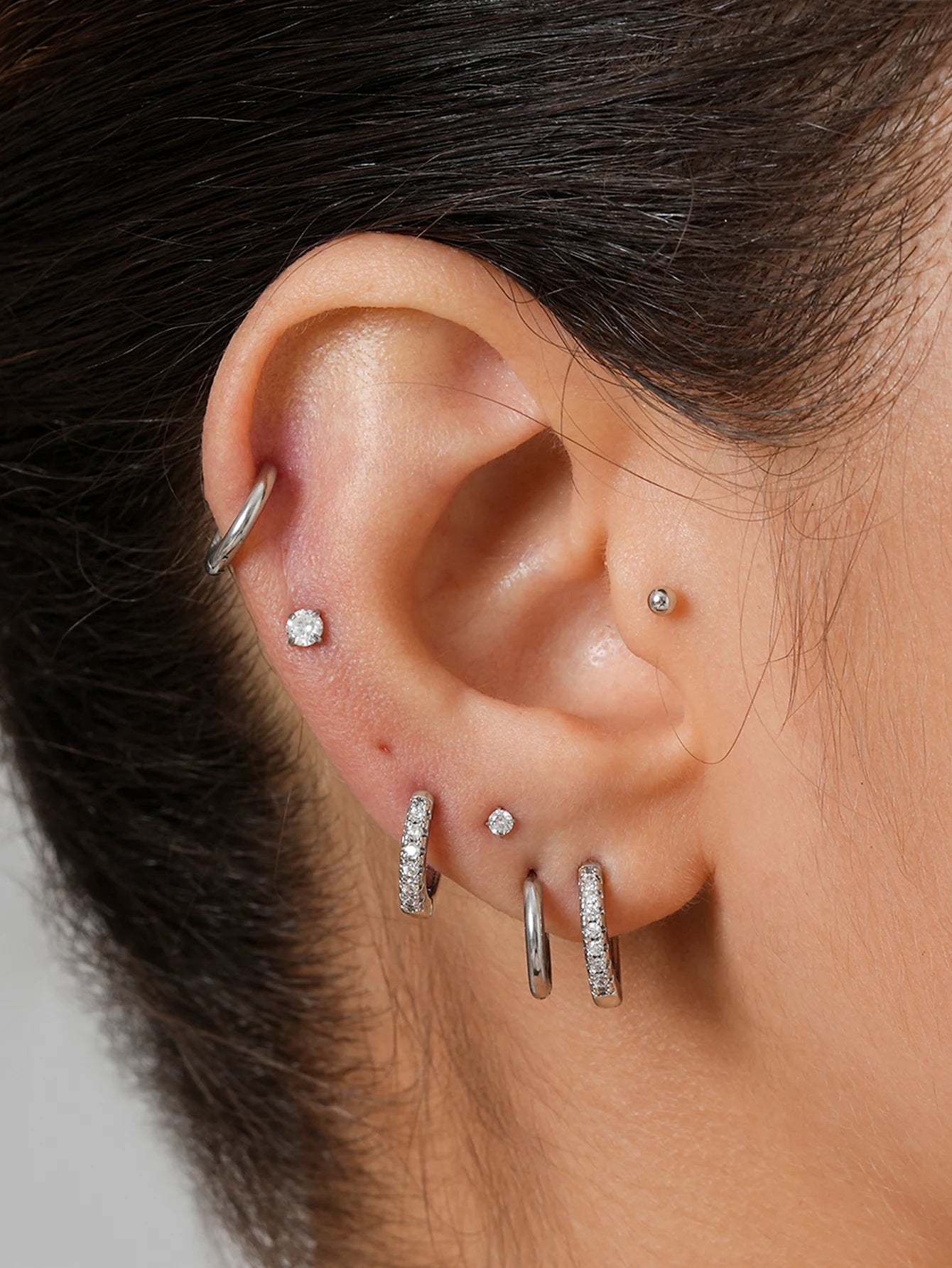 10 Pairs Tiny Gold Hoop Earrings Set - 18K Gold Plated Stainless Steel Studs for Multiple Piercings