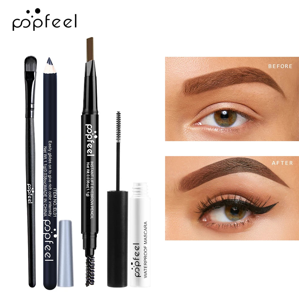 Complete Eye Makeup Set - Eyeshadow Palette, Eyeliner, Mascara & Eyebrow Pencil Gift Box Collection