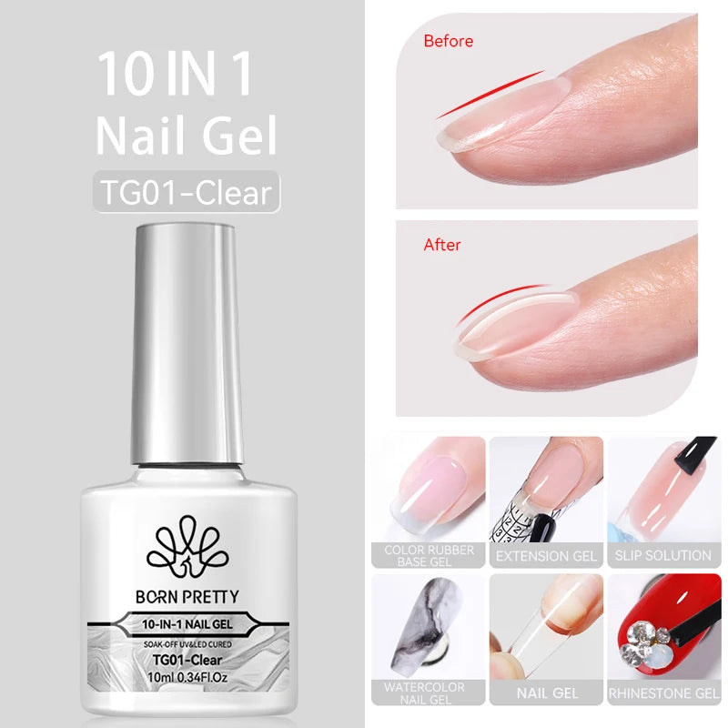 BORN PRETTY 6 in 1 Nail Glue Gel - Extra Strong Adhesive for Press On Nails & Extensions
